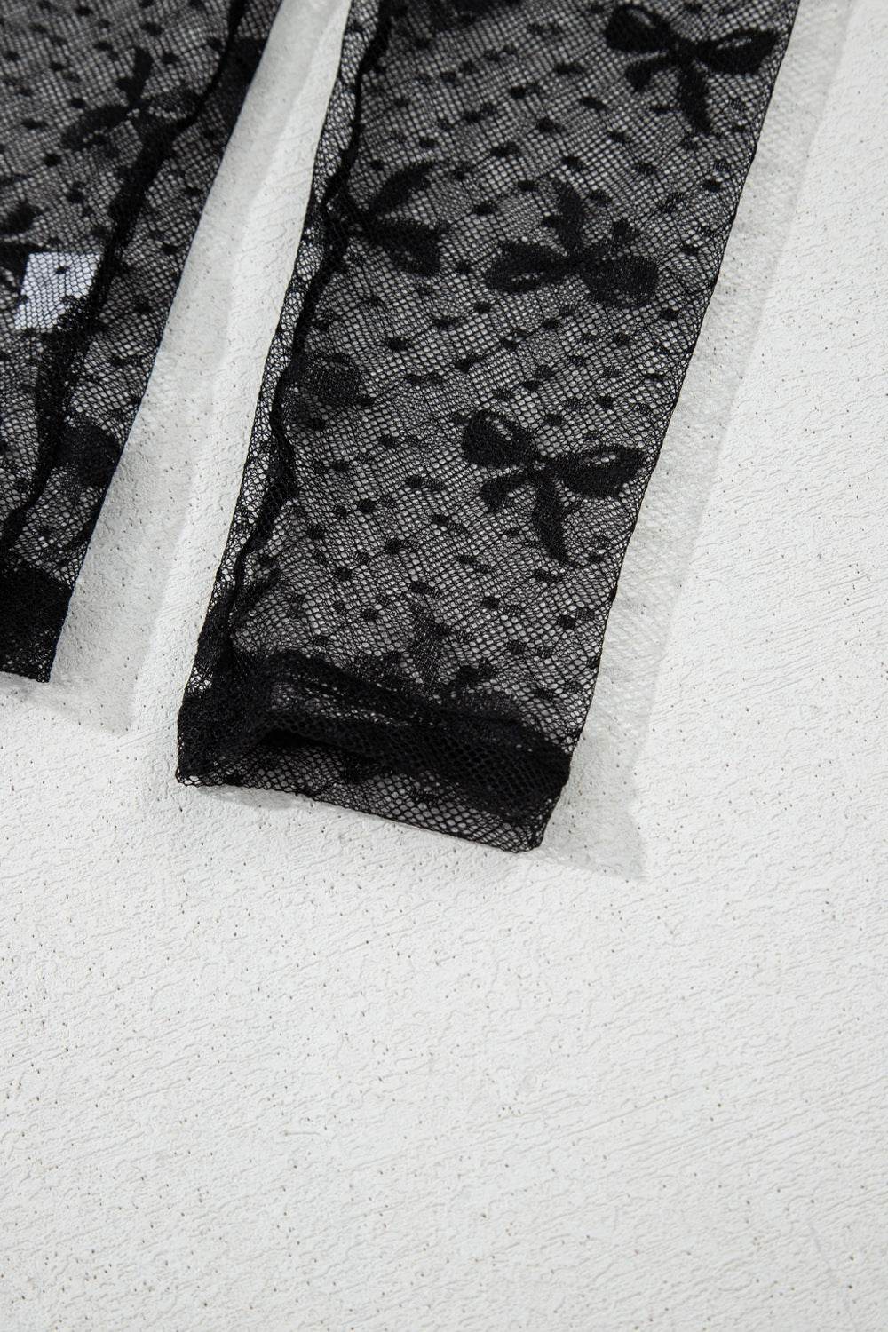 Bow Round Neck Sheer Top - Amexza