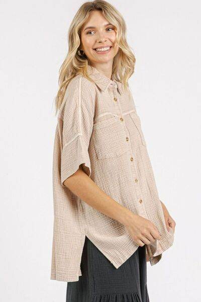 Mittoshop Mineral Wash Gauze Oversized Short Sleeve Shirt for a perfect OOTD – dress to impress outfits from Amexza