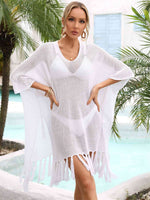 Angel Wings Fringe Trim Dolman Sleeve Openwork Cover-Up for a perfect OOTD – dress to impress outfits from Amexza