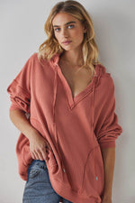 Exposed Seam Drawstring Long Sleeve Hoodie for a perfect OOTD – dress to impress outfits from Amexza