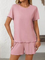 Mandy Round Neck Short Sleeve Top and Shorts Set for a perfect OOTD – dress to impress outfits from Amexza