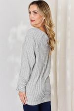 Basic Bae Full Size Ribbed Round Neck Slit T-Shirt - Amexza