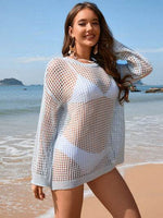 Openwork Dropped Shoulder Long Sleeve Cover-Up for a perfect OOTD – dress to impress outfits from Amexza