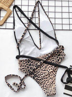 Tied Leopard Plunge One-Piece Swimwear for a perfect OOTD – dress to impress outfits from Amexza