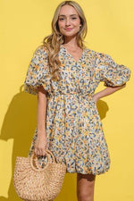 Full Size Floral Surplice Puff Sleeve Dress for a perfect OOTD – dress to impress outfits from Amexza
