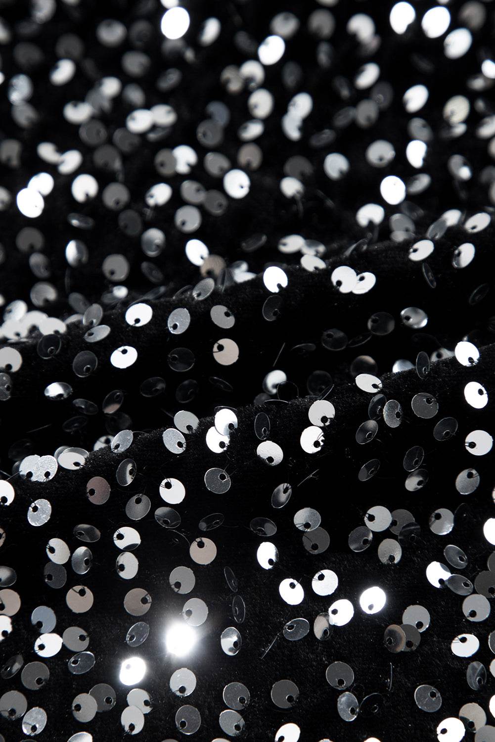 Sequin Round Neck Long Sleeve Blouse - Amexza