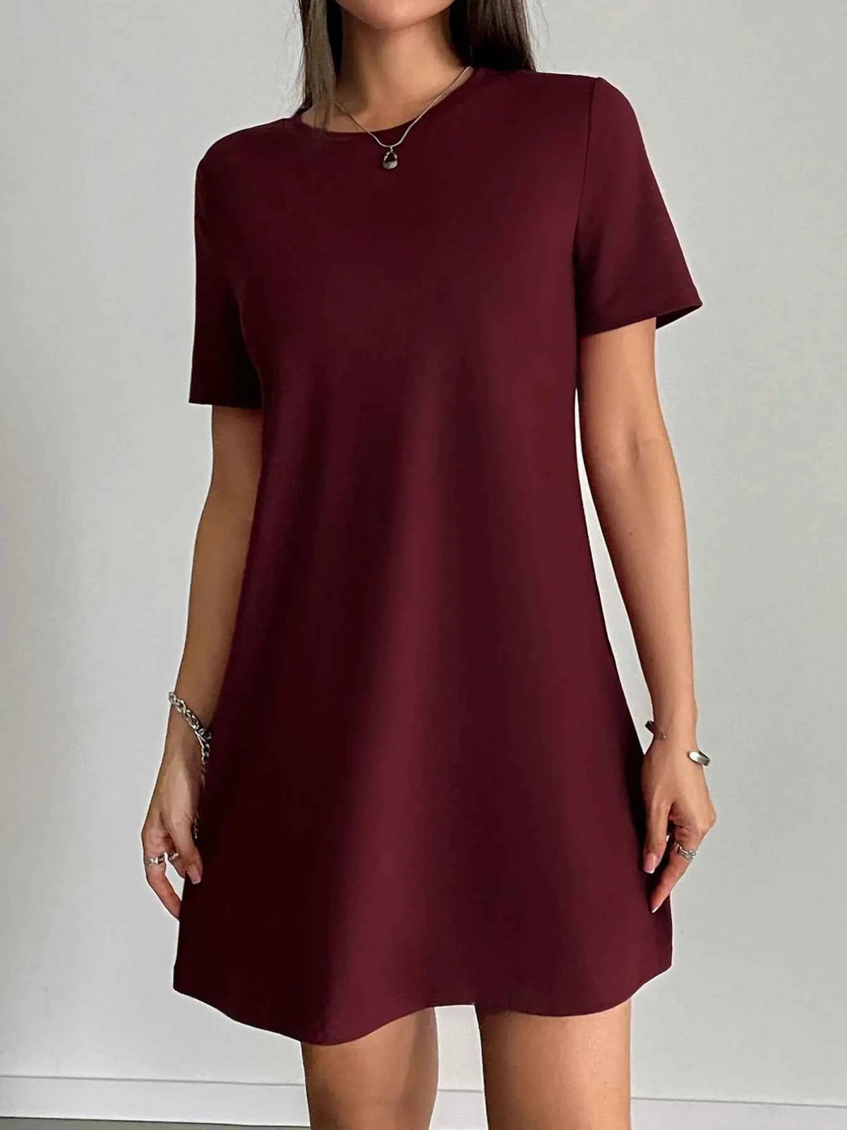 Round Neck Short Sleeve T-Shirt Dress