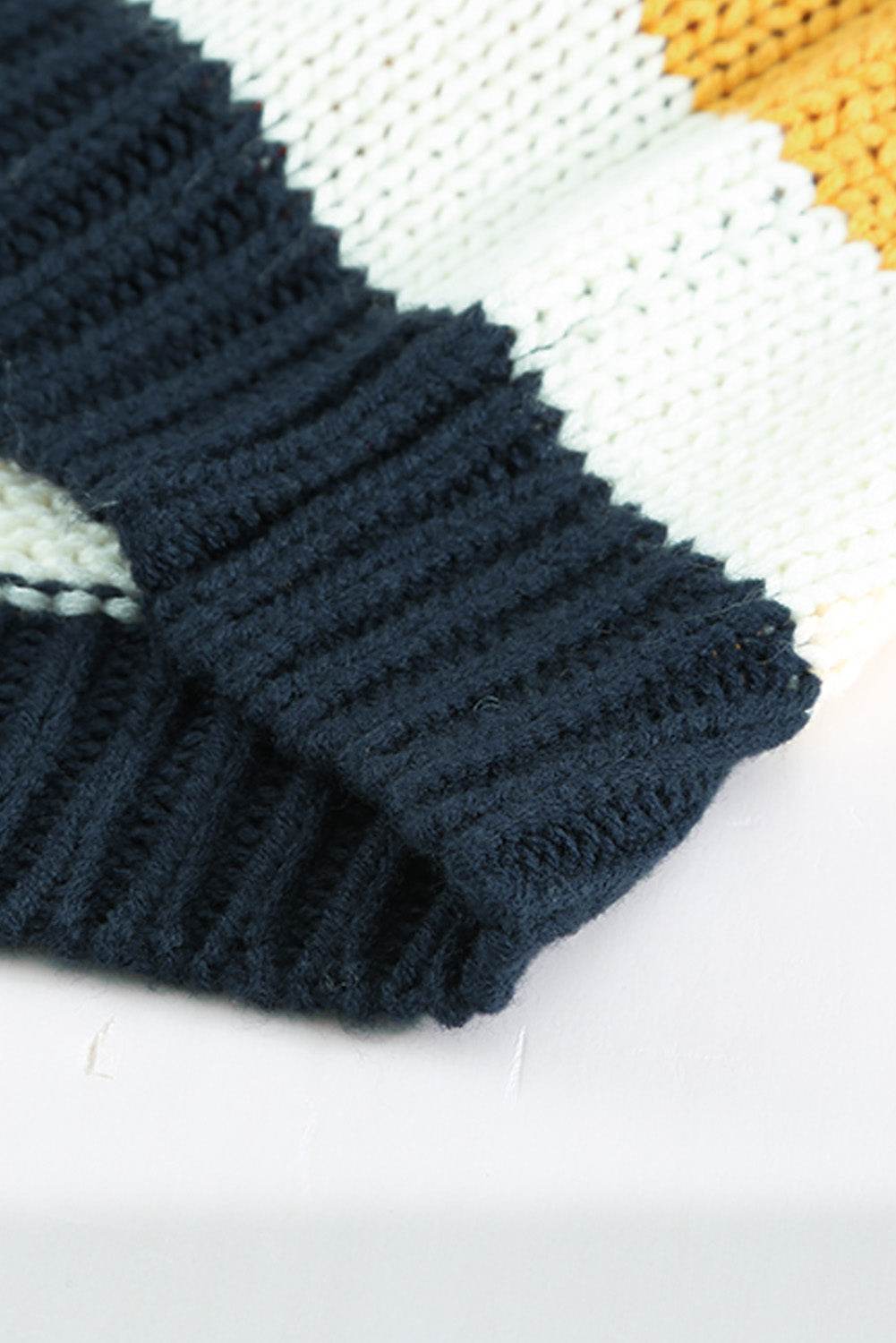 Color Block Round Neck Dropped Shoulder Sweater for a perfect OOTD – dress to impress outfits from Amexza