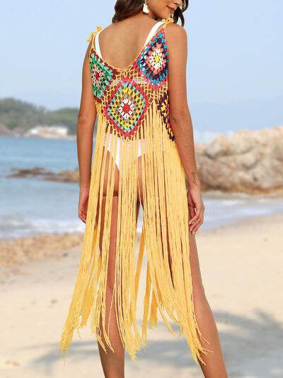 Fringe Spaghetti Strap Cover-Up for a perfect OOTD – dress to impress outfits from Amexza