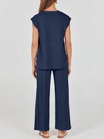 Round Neck Cap Sleeve Top and Pants Knit Set for a perfect OOTD – dress to impress outfits from Amexza