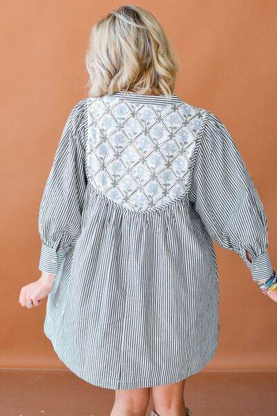 Tied Floral Printed Striped Long Sleeve Dress for a perfect OOTD – dress to impress outfits from Amexza