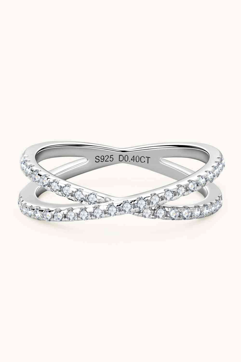 Moissanite 925 Sterling Silver Crisscross Ring for a perfect OOTD – dress to impress outfits from Amexza