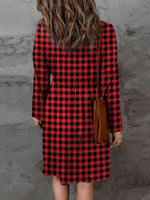 Double Take Full Size Plaid Round Neck Long Sleeve Magic Dress for a perfect OOTD – dress to impress outfits from Amexza