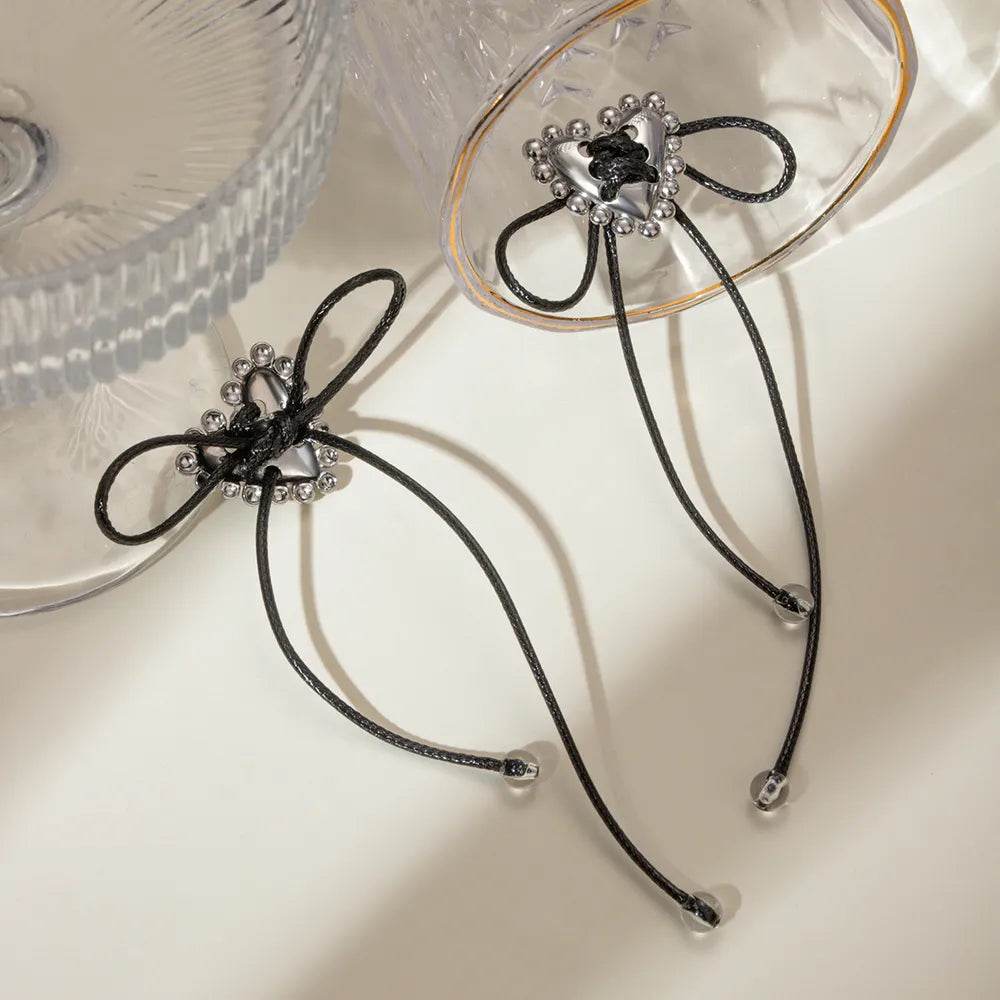 Stainless Steel Wax Rope Heart Earrings for a perfect OOTD – dress to impress outfits from Amexza