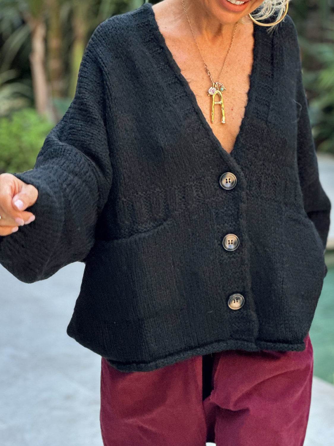 Pocketed V-Neck Button Up Cardigan for a perfect OOTD – dress to impress outfits from Amexza