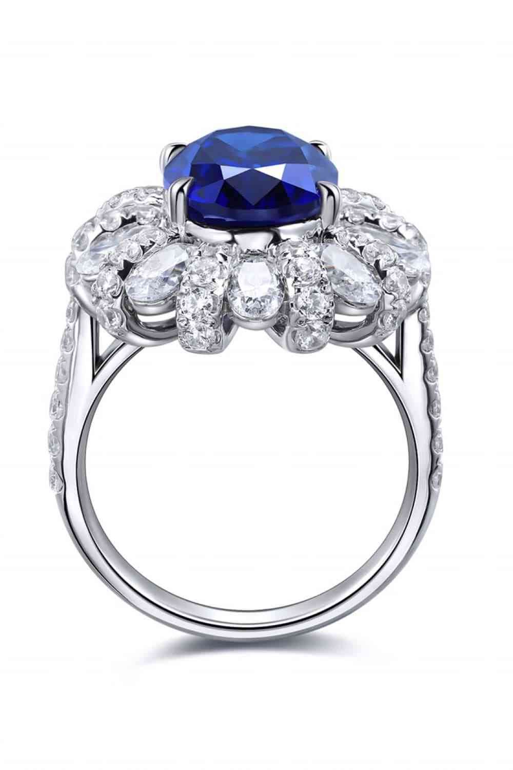 5 Carat Lab-Grown Sapphire Flower Shape Ring for a perfect OOTD – dress to impress outfits from Amexza