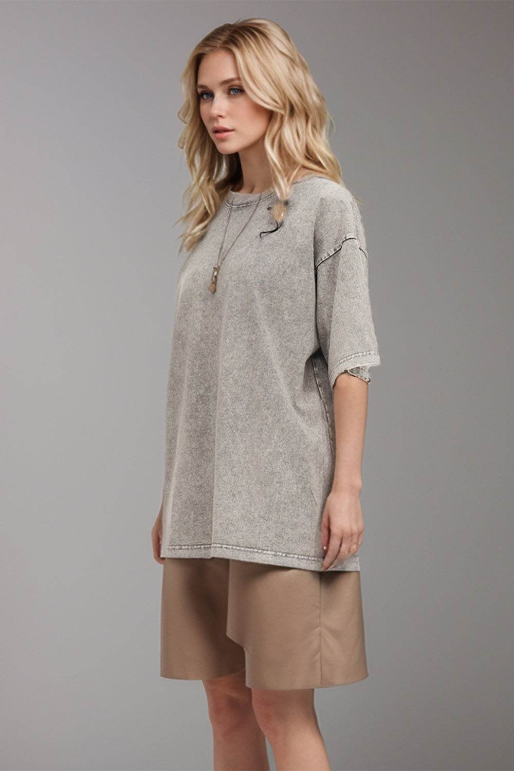 Basic Bae Round Neck Half Sleeve T-Shirt - Amexza