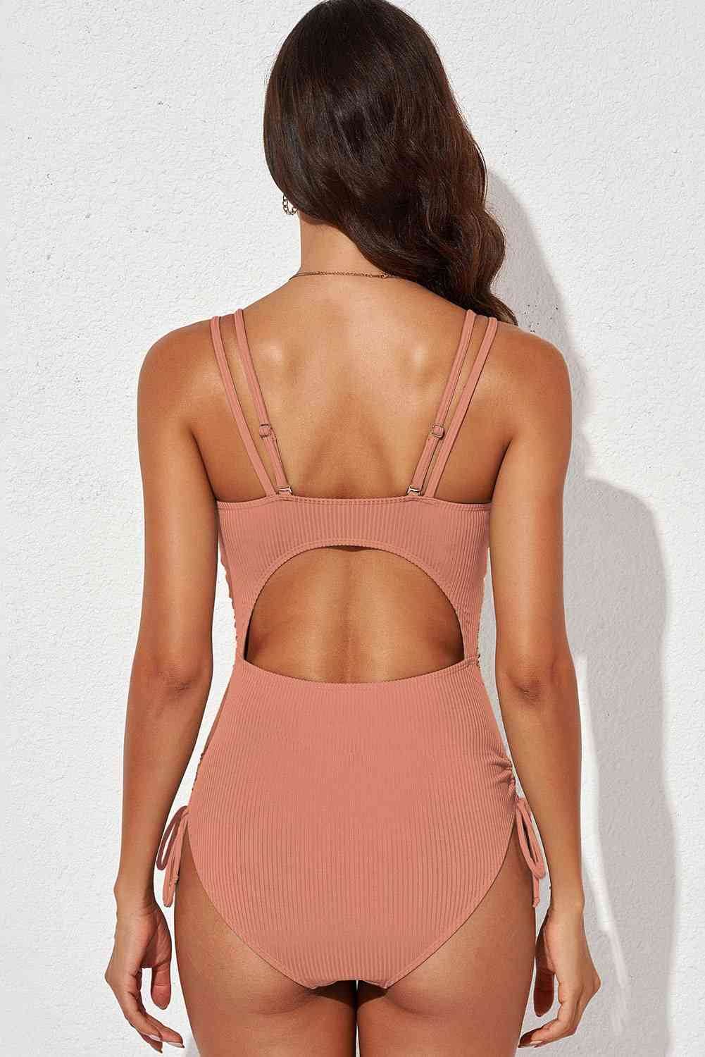 Tied Cutout Plunge One-Piece Swimsuit for a perfect OOTD – dress to impress outfits from Amexza