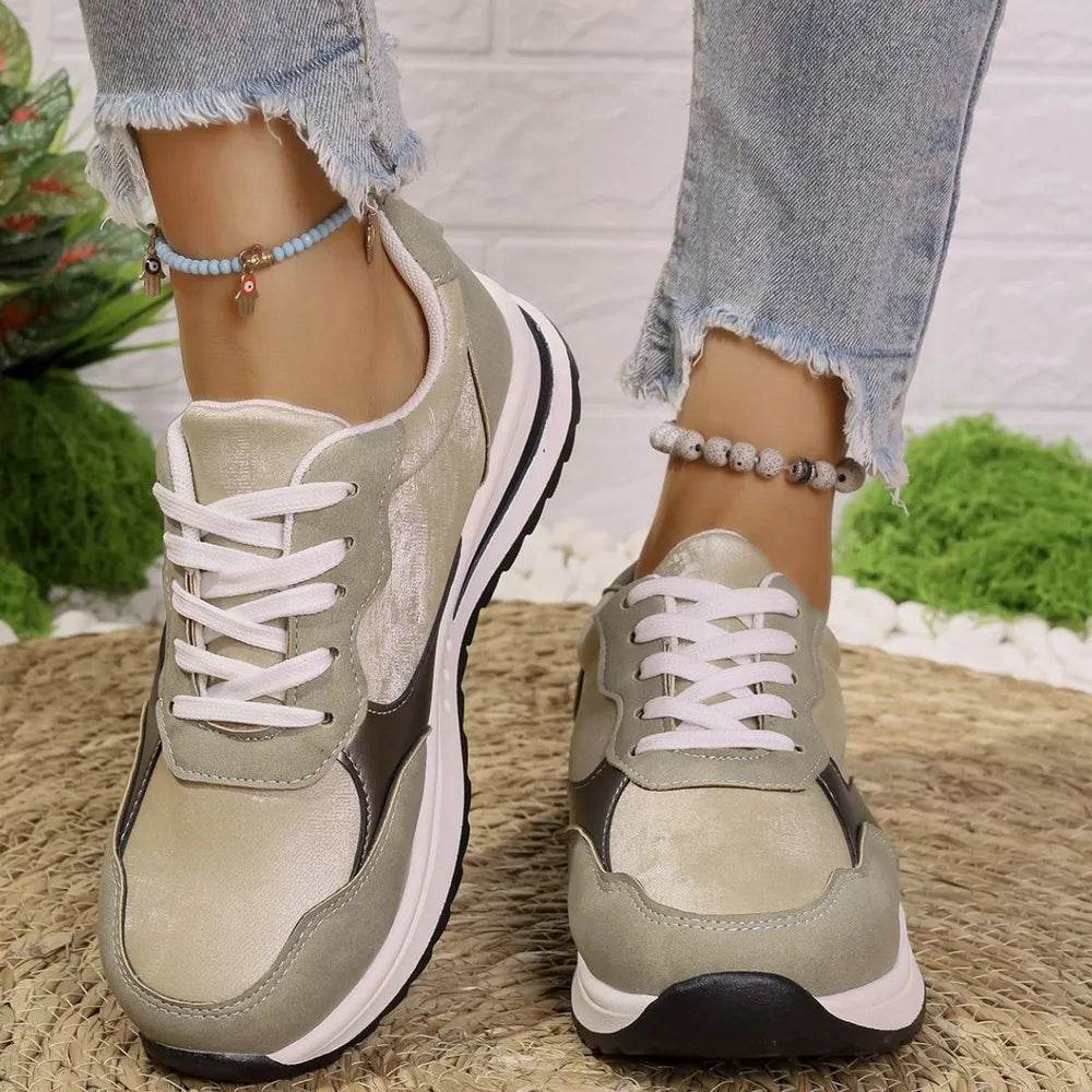 Lace Up Contrast Round Toe Athletic Khaki for a perfect OOTD – dress to impress outfits from Amexza