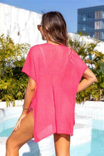 Angel Wings Slit V-Neck Short Sleeve Cover Up for a perfect OOTD – dress to impress outfits from Amexza