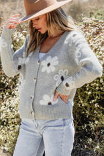 Flower Button Up Long Sleeve Cardigan for a perfect OOTD – dress to impress outfits from Amexza