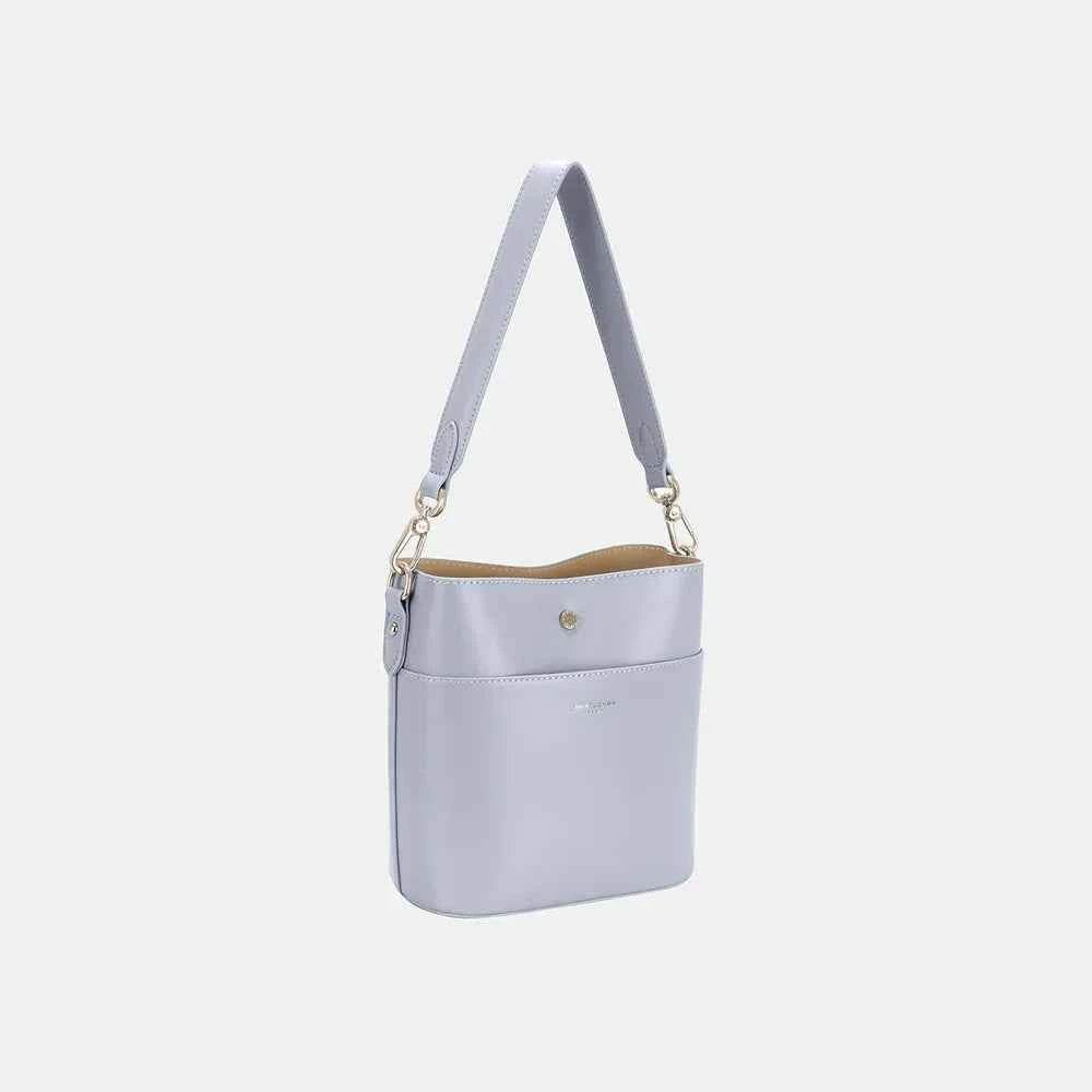 David Jones PU Leather Shoulder Bag Blue One Size for a perfect OOTD – dress to impress outfits from Amexza