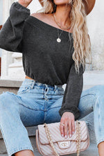 Off-Shoulder Long Sleeve Top - Amexza