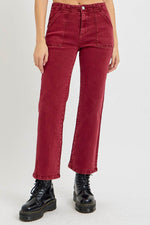 RISEN Full Size High Rise Straight Jeans with Patch Pockets - Amexza