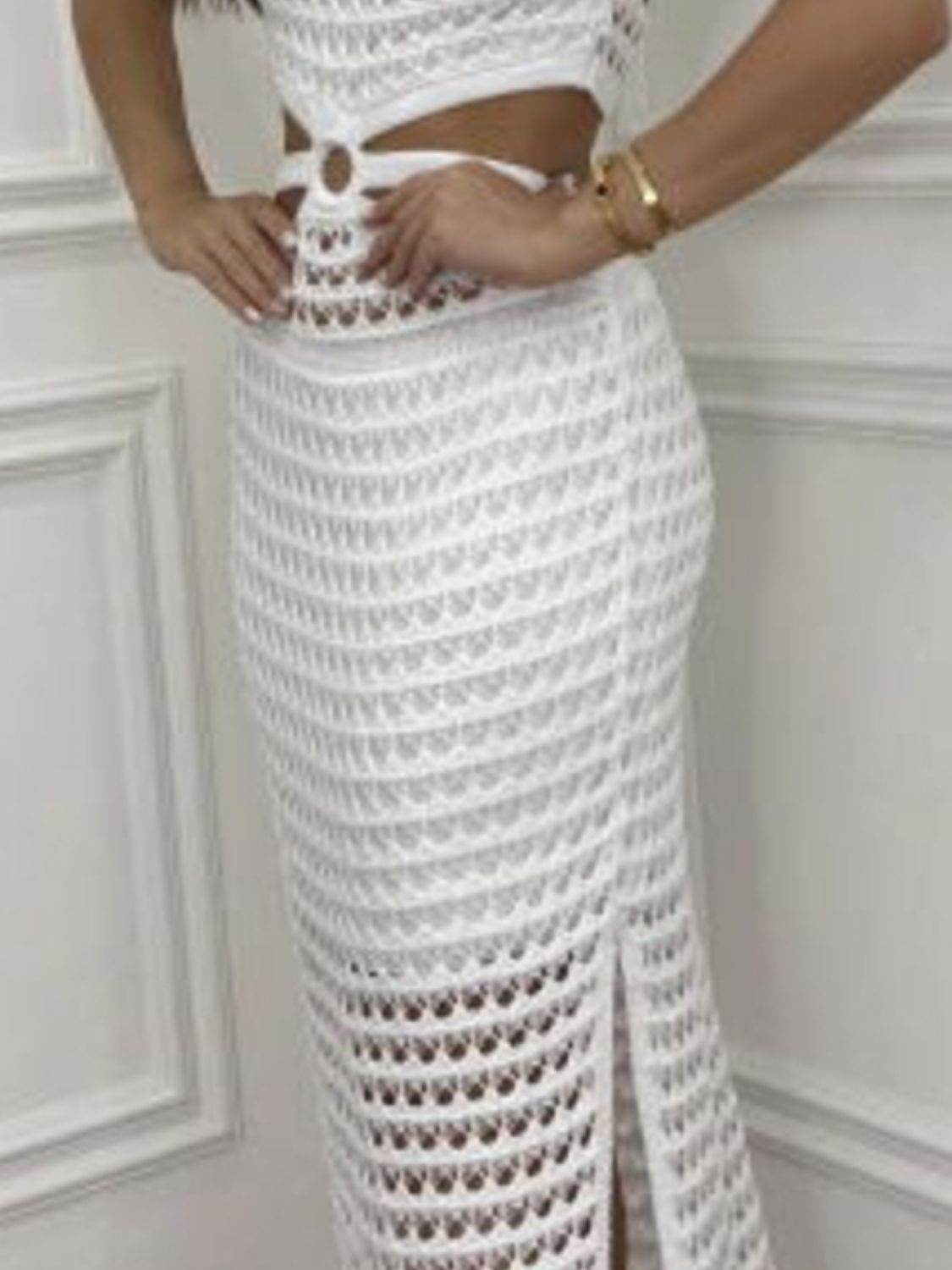 Cutout Slit Round Neck Sweater Dress for a perfect OOTD – dress to impress outfits from Amexza