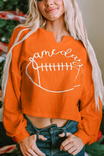 GAME DAY Football Notched Long Sleeve Sweatshirt for a perfect OOTD – dress to impress outfits from Amexza