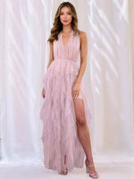 Halter Neck Irregular Mesh Dress for a perfect OOTD – dress to impress outfits from Amexza