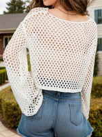 Openwork Round Neck Long Sleeve Cover Up for a perfect OOTD – dress to impress outfits from Amexza