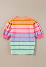 Striped Round Neck Half Sleeve Sweater for a perfect OOTD – dress to impress outfits from Amexza