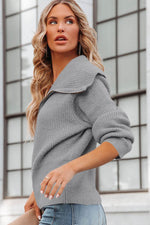 Zip Up Long Sleeve Cardigan - Amexza