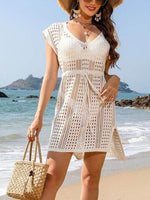 Openwork V-Neck Cap Sleeve Cover-Up for a perfect OOTD – dress to impress outfits from Amexza