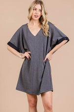 Ces Femme V-Neck Half Sleeve Dress CHARCOAL for a perfect OOTD – dress to impress outfits from Amexza