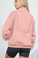 Half Zip Drop Shoulder Long Sleeve Sweatshirt for a perfect OOTD – dress to impress outfits from Amexza
