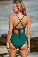Cutout V-Neck Spaghetti Strap One-Piece Swimwear for a perfect OOTD – dress to impress outfits from Amexza