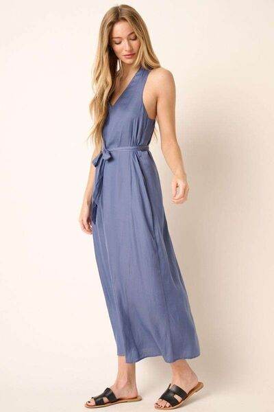 Mittoshop Cross Back Belted V Neck Tank Maxi Dress for a perfect OOTD – dress to impress outfits from Amexza