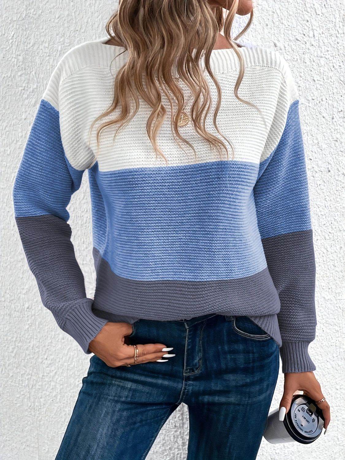 Color Block Boat Neck Sweater for a perfect OOTD – dress to impress outfits from Amexza