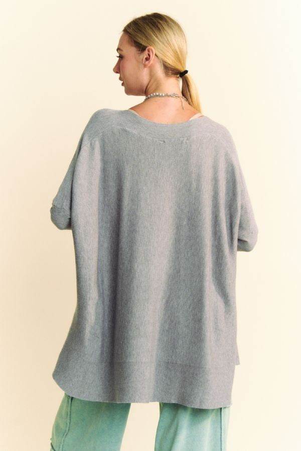 Davi & Dani Round Neck Dropped Shoulder Long Sleeve Knit Top for a perfect OOTD – dress to impress outfits from Amexza