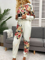 Shiny Printed Round Neck Top and Pants Lounge Set for a perfect OOTD – dress to impress outfits from Amexza