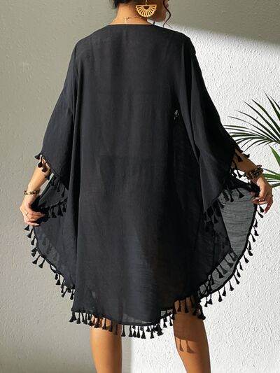 Tassel Cutout Scoop Neck Cover-Up Dress for a perfect OOTD – dress to impress outfits from Amexza