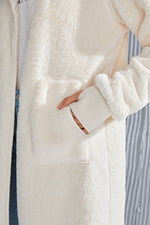 Double Take Full Size Hooded Teddy Bear Jacket with Thumbholes - Amexza