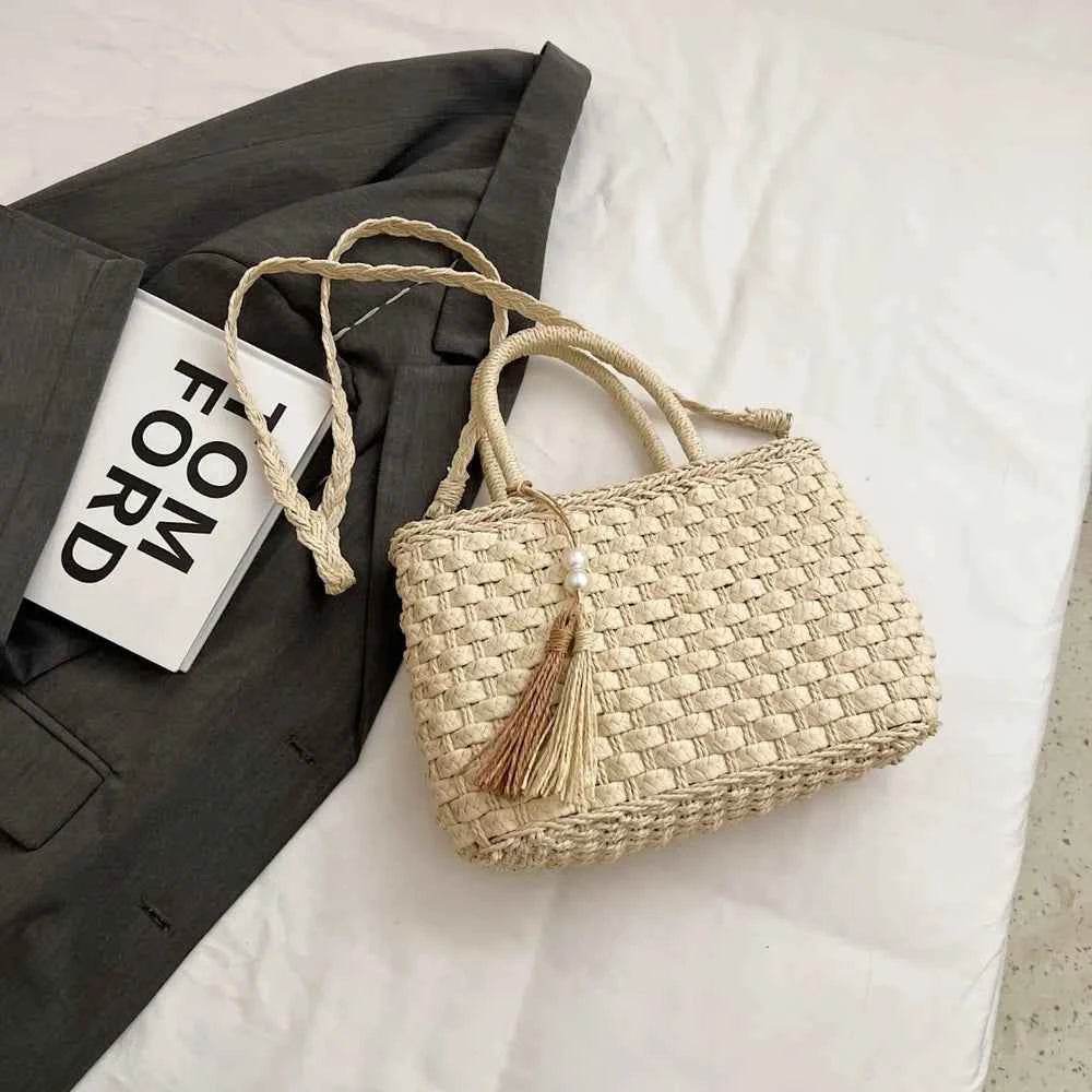 Braided Strap Paper Weave Shoulder Bag for a perfect OOTD – dress to impress outfits from Amexza