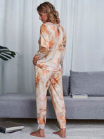 Shiny Tie-Dye Round Neck Top and Pants Lounge Set for a perfect OOTD – dress to impress outfits from Amexza