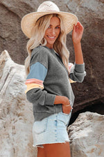 Color Block Round Neck Long Sleeve Sweatshirt for a perfect OOTD – dress to impress outfits from Amexza