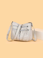 Adjustable Strap PU Leather Shoulder Bag Beige One Size for a perfect OOTD – dress to impress outfits from Amexza