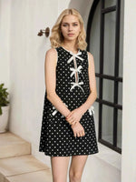 Bow Front Polka Dot Sleeveless Dress