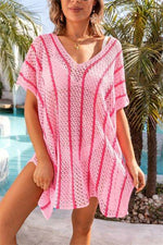 Angel Wings Openwork V-Neck Short Sleeve Cover Up for a perfect OOTD – dress to impress outfits from Amexza